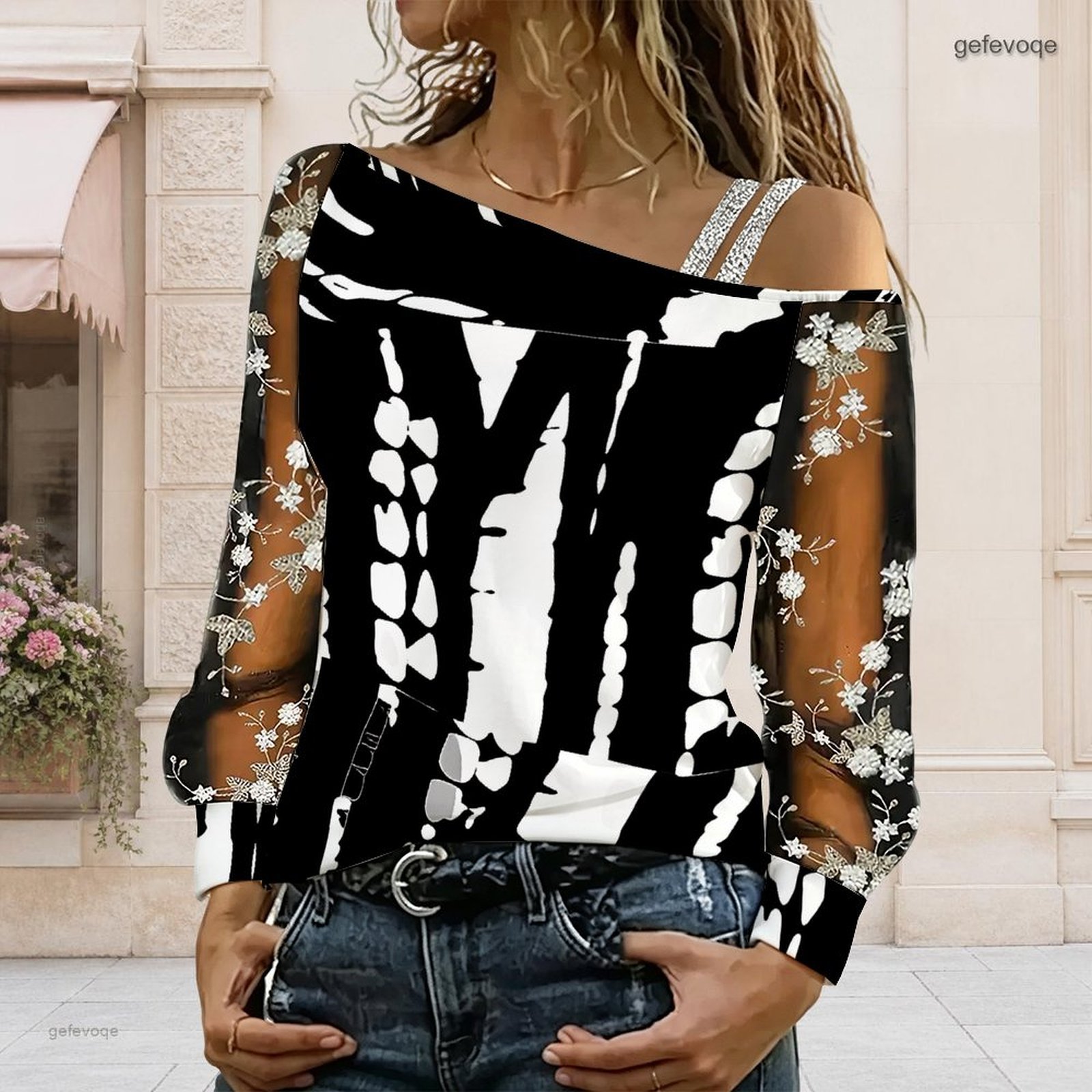 Off Shoulder Blouse - Women Off Shoulder Blouse Asymmetric One