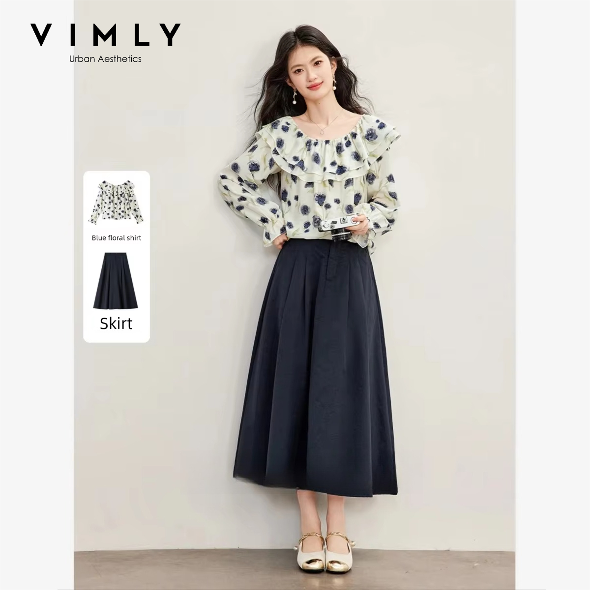 Off Shoulder Blouse - VIMLY Double Layer Ruffle Off Shoulder