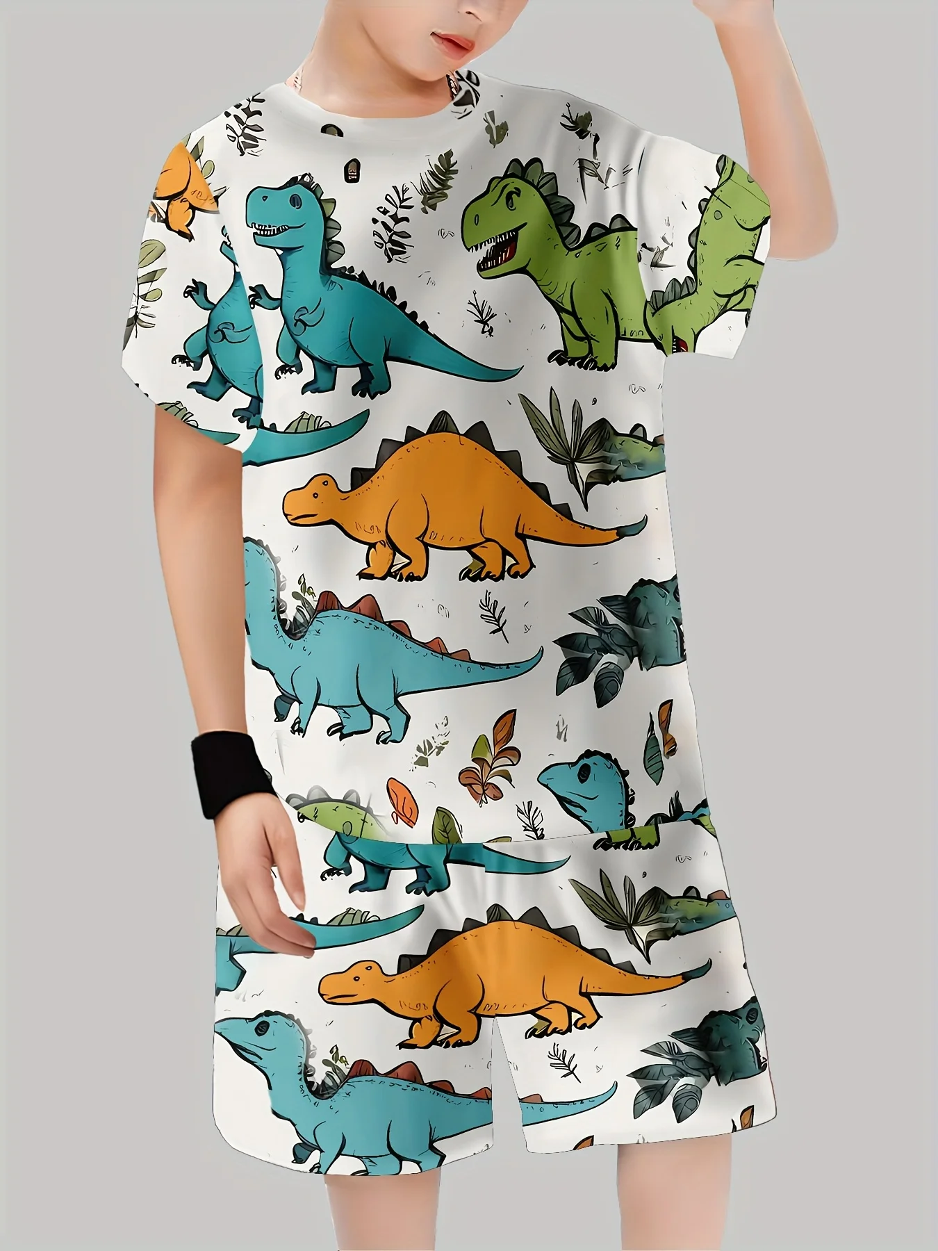 New Dinosaur Printed Outfits T - Summer Clothing Girls 评论和价格