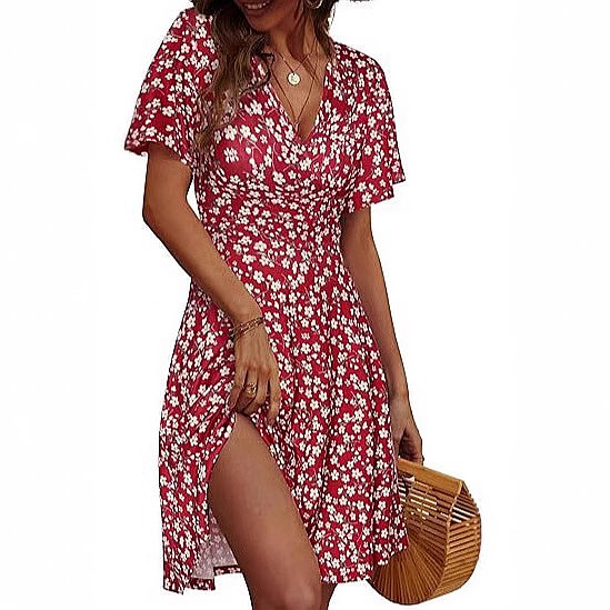 Women's Sleeveless Floral Wrap - Sundress Midi Floral 评论和价格