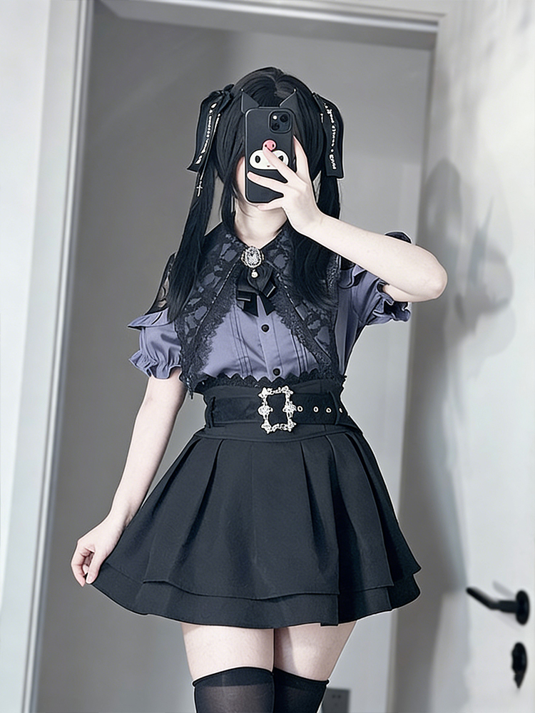 Gothic Style Shoulder Bared Sh - Off Shoulder Blouse 评论和价格