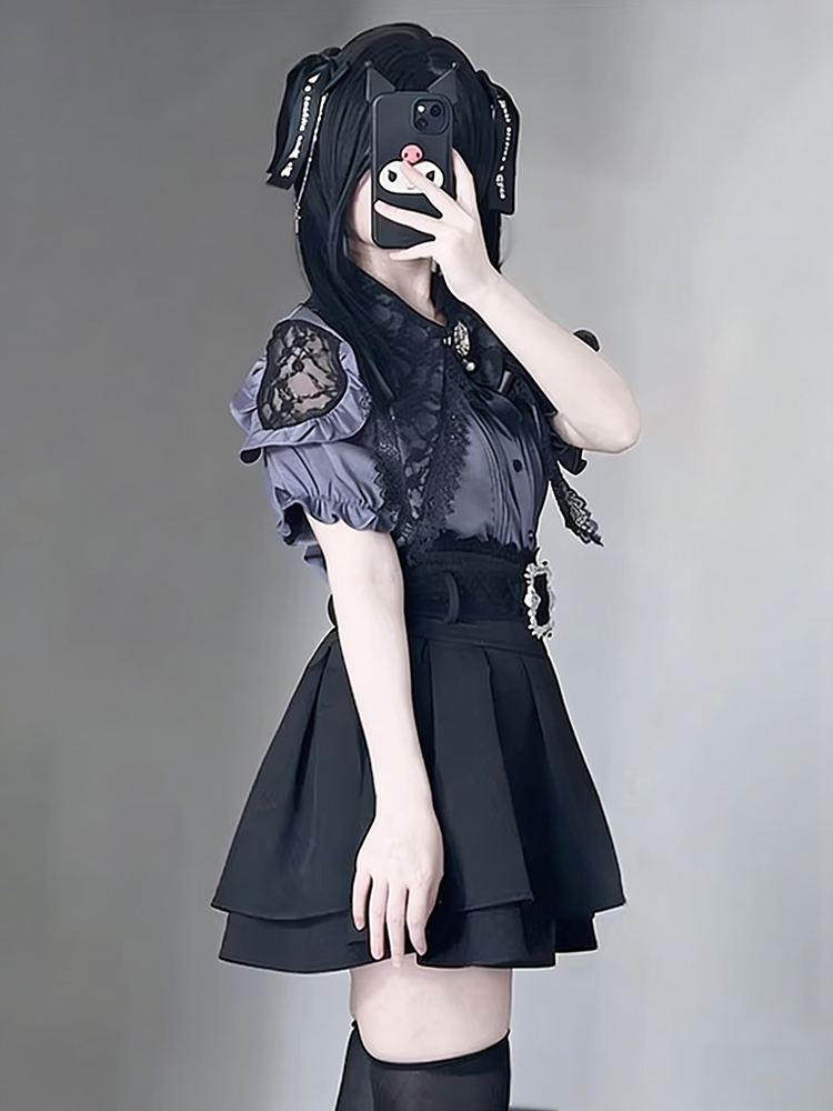 Gothic Style Shoulder Bared Sh - Off Shoulder Blouse 评论和价格