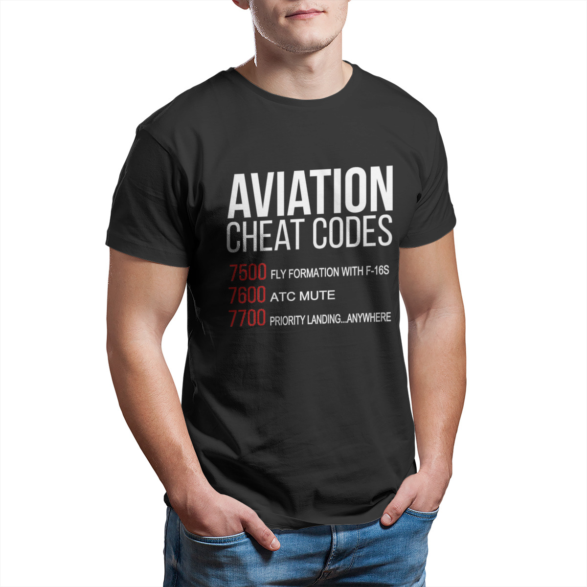 Aviation Cheat Codes T-Shirt E - Summer Clothing Essentials Men 评论和价格