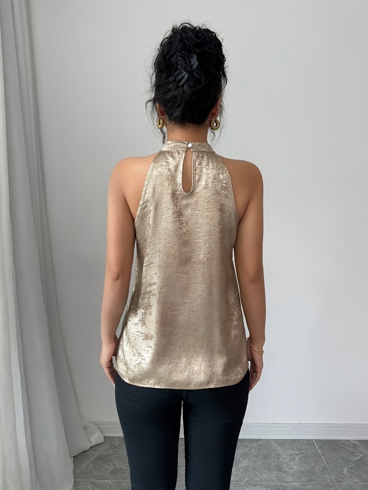 Champagne Golden Shiny Glossy  - Off Shoulder Blouse 评论和价格