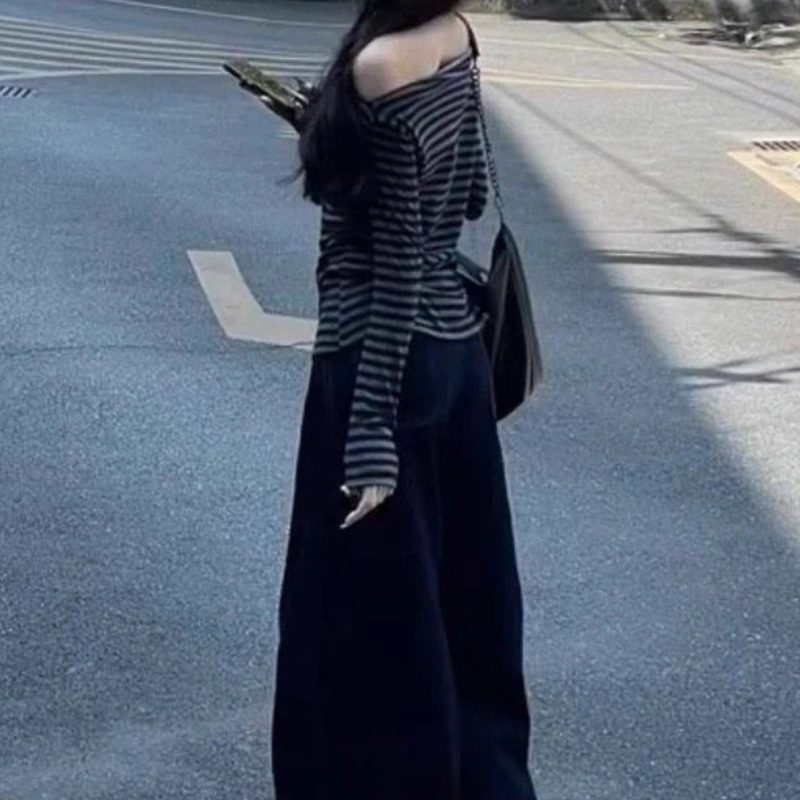 Women Vintage Striped Off Shou - Off Shoulder Blouse 评论和价格