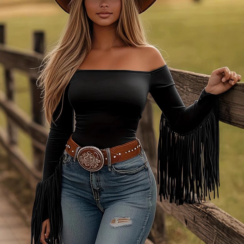 Women Clothes Longsleeve Blous - Off Shoulder Blouse 评论和价格