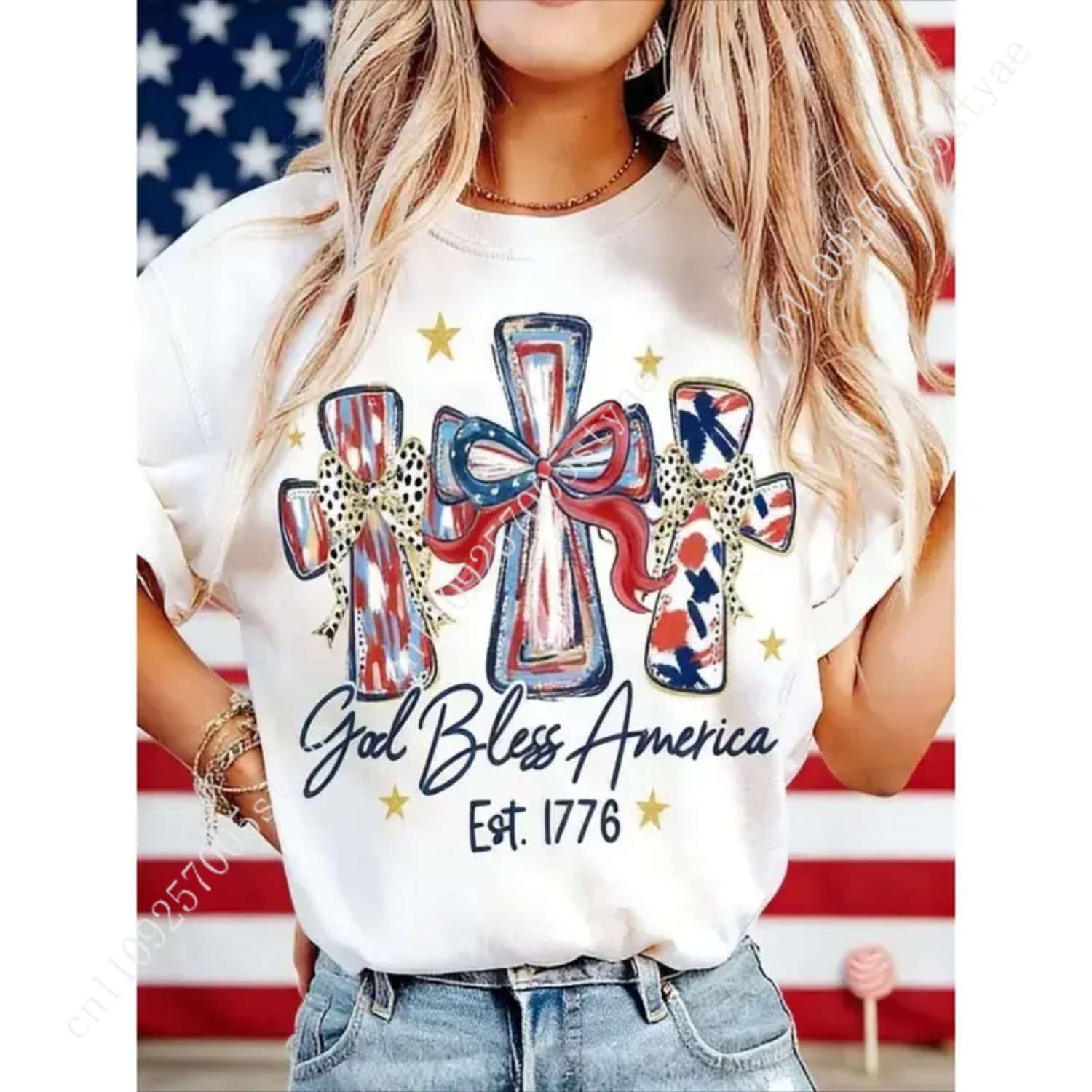 God Bless America Women T-shir - Summer Quilt 评论和价格