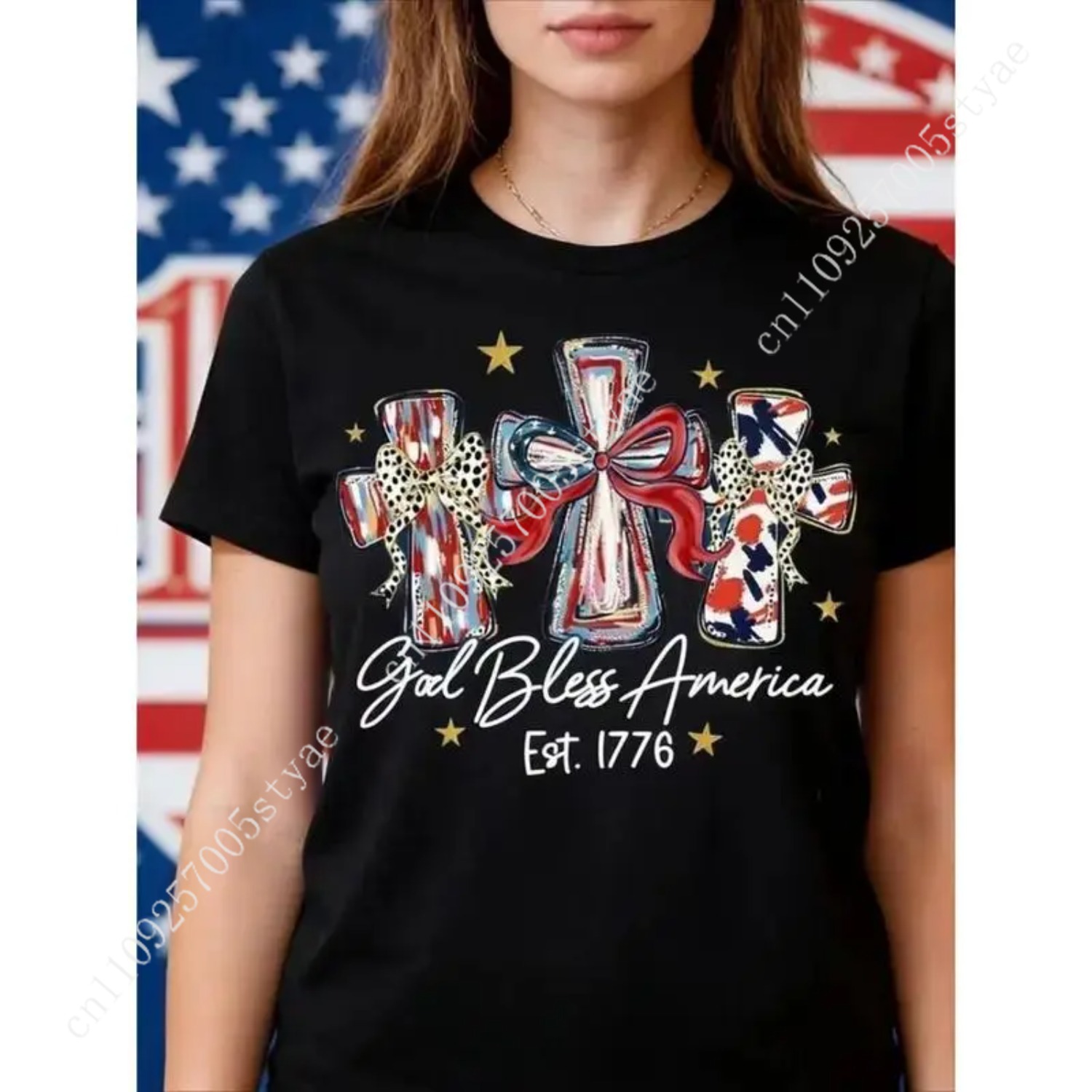 God Bless America Women T-shir - Summer Quilt 评论和价格