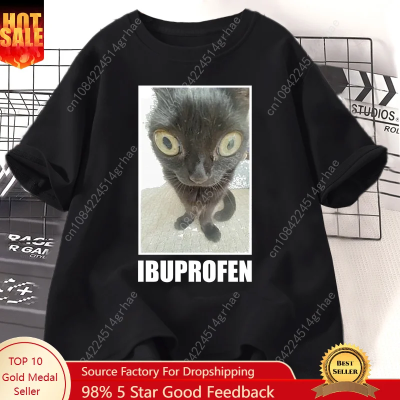 Funny Cat Ibuprofen Graphic T  - Yours Summer Clothing 评论和价格