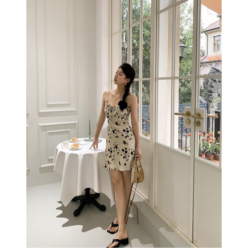 Floral Print Spaghetti Strap M - Sundress Midi Floral 评论和价格