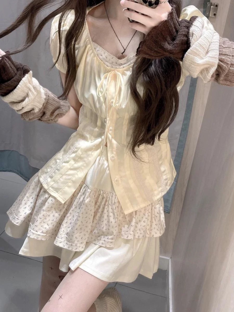 Sweet Floral Two-Piece Set for - Summer Clothing Girls 评论和价格
