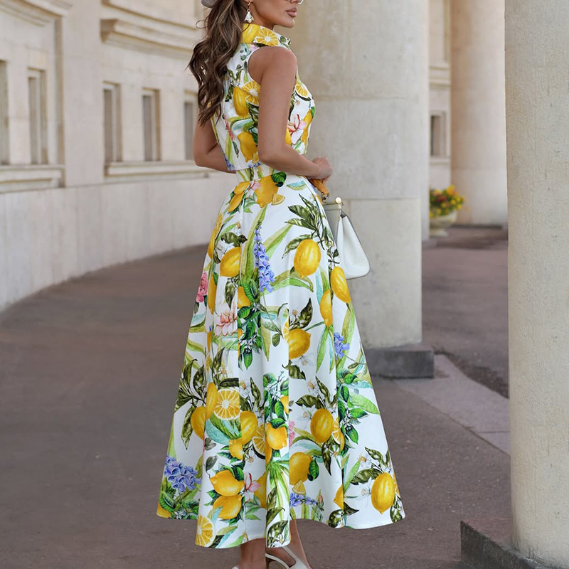 Women's Fashion Lemon Print Sl - Summer Clothing Girls 评论和价格
