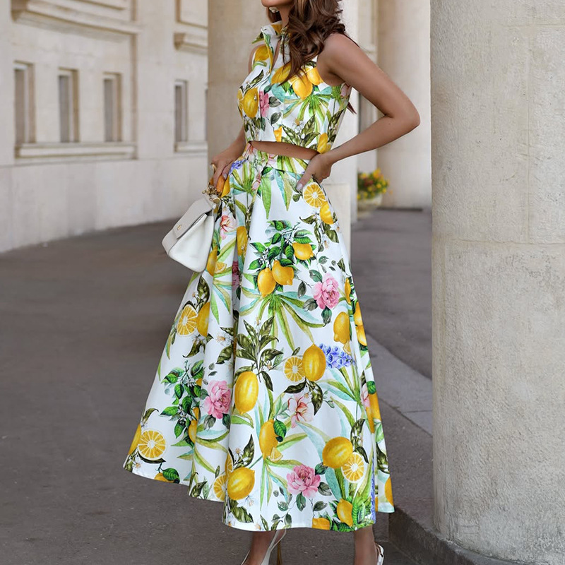 Women's Fashion Lemon Print Sl - Summer Clothing Girls 评论和价格