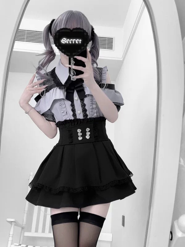 Gothic Style Shoulder Bared Sh - Off Shoulder Blouse 评论和价格