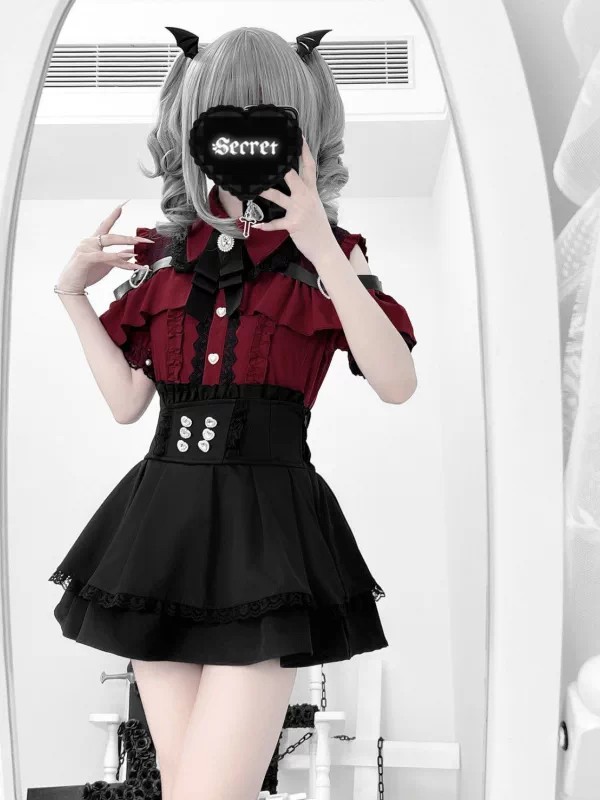 Gothic Style Shoulder Bared Sh - Off Shoulder Blouse 评论和价格
