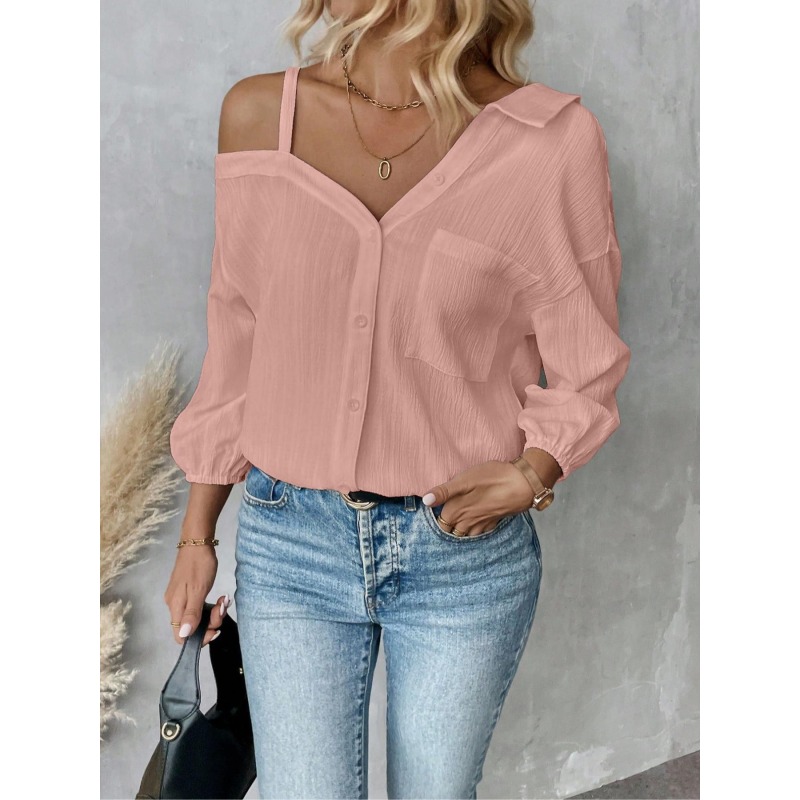 Plus Size1XL-5XL Women Blouses - Off Shoulder Blouse 评论和价格